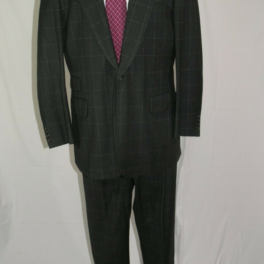 Paul Stuart Gray Windowpane Flannel Weight Super … - image 2